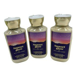 3 8oz. Bottles Sunset Glow by Bath and Body Works Shea Butter Vit E Body Lotion